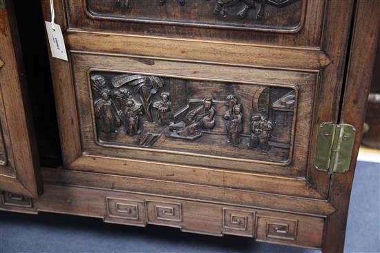 An early 20th century Chinese hongmu cabinet, W.3ft 9in. D.1ft 7in. H.3ft 11in.